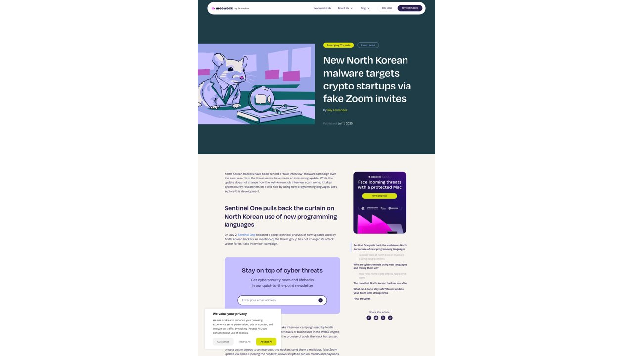 Thumbnail for New North Korean malware targets crypto startups