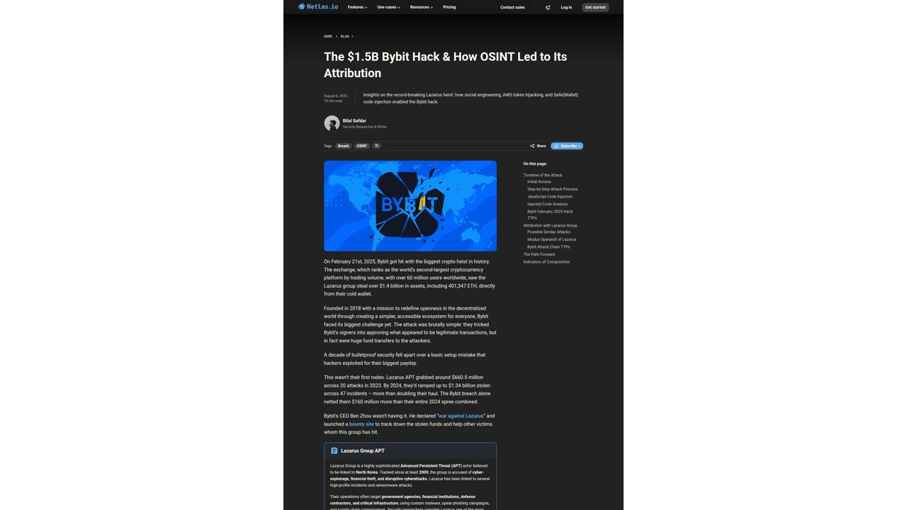 Thumbnail for The $1.5B Bybit Hack & How OSINT Led to Its Attribution