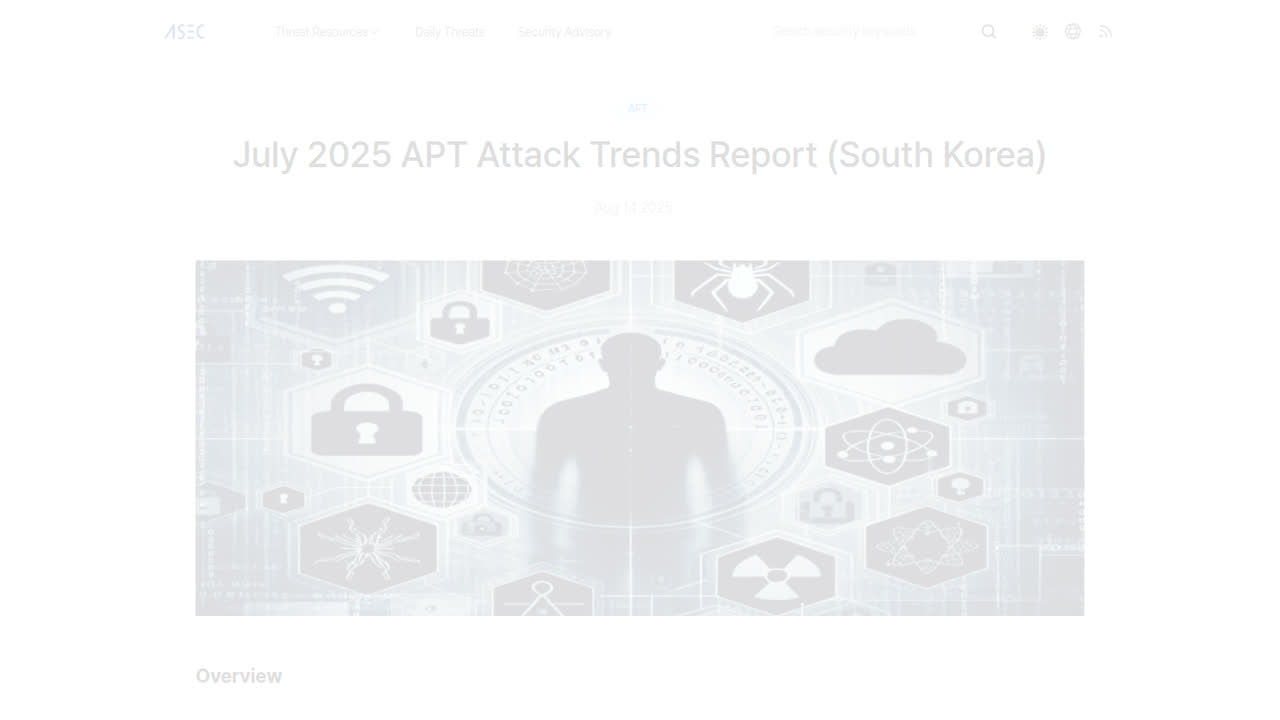 Thumbnail for July 2025 APT Attack Trends Report (South Korea)