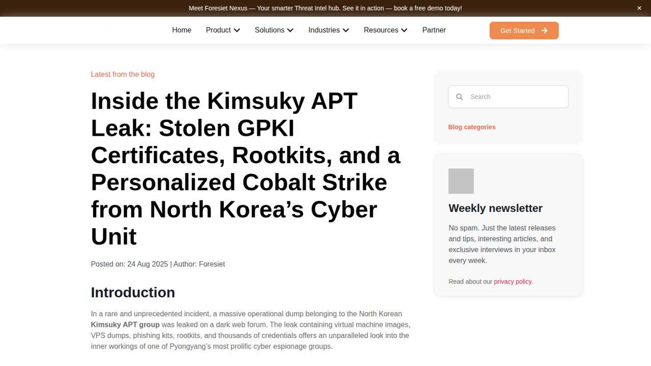 Thumbnail for Kimsuky APT Data Leak: Inside DPRK Cyber Espionage Tools