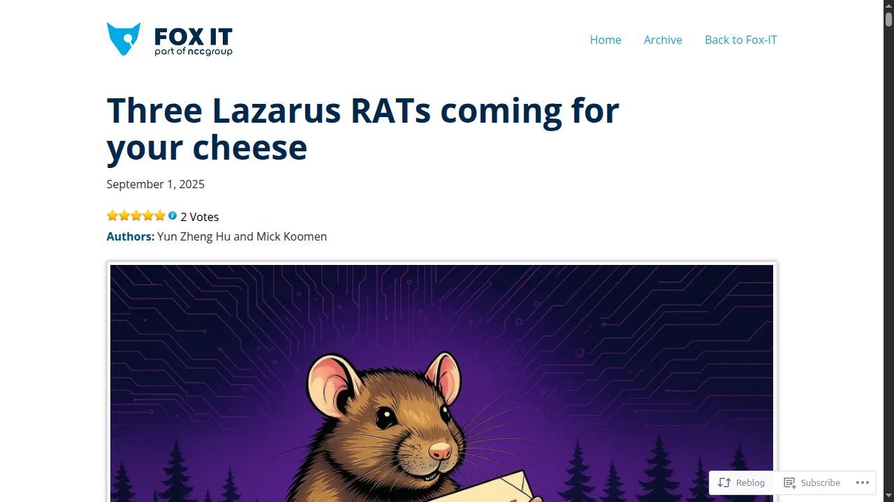 Thumbnail for Three Lazarus RATs coming for your cheese