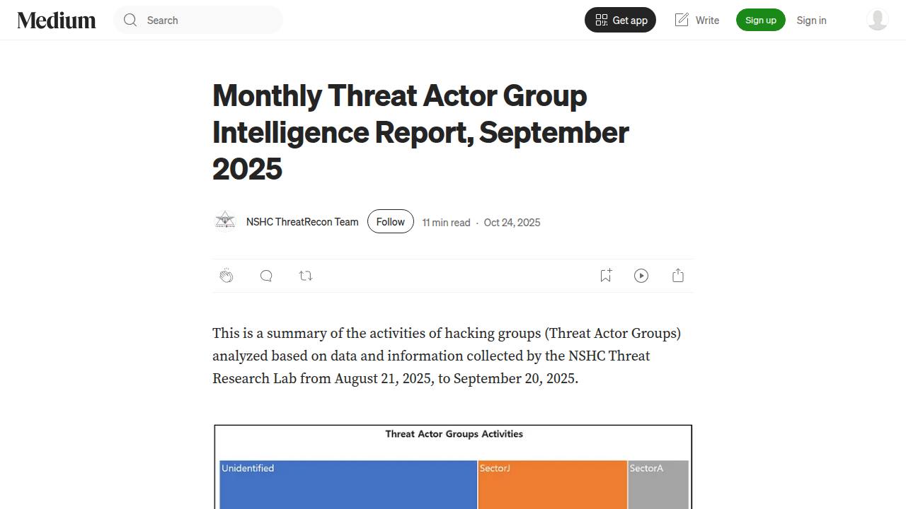 Thumbnail for Monthly Threat Actor Group Intelligence Report, September 2025