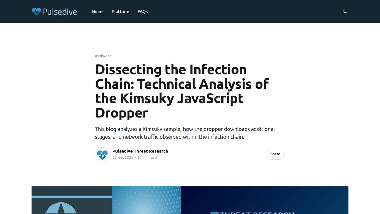 Thumbnail for Dissecting the Infection Chain: Technical Analysis of the Kimsuky JavaScript Dropper