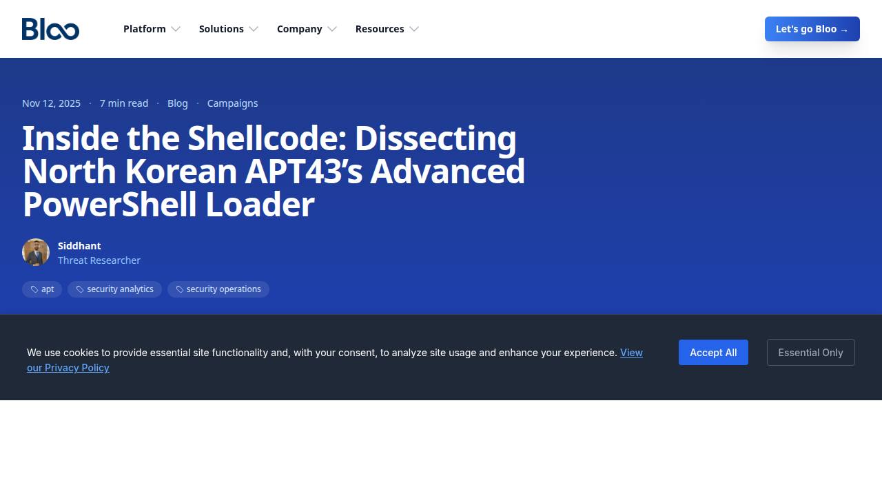 Thumbnail for Inside The Shellcode Dissecting North Korean Apt43s Advanced Powershell Loader