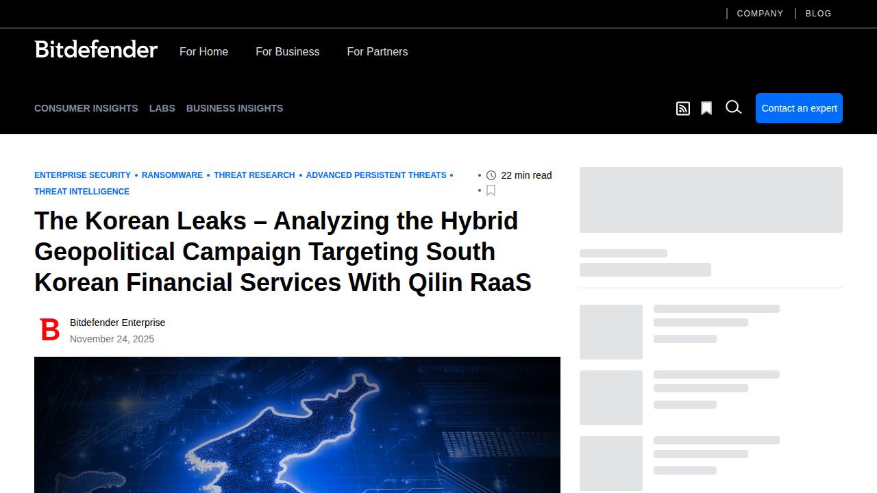 Thumbnail for The Korean Leaks – Analyzing the Hybrid Geopolitical Campaign Targeting South Korean Financial Services With Qilin RaaS
