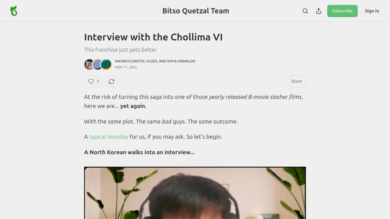 Thumbnail for Interview with the Chollima VI