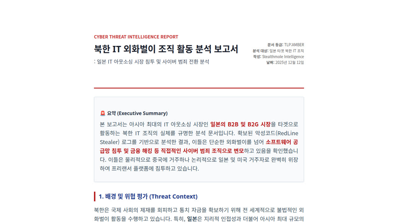 Thumbnail for 북한 IT 외화벌이 조직 활동 분석 보고서