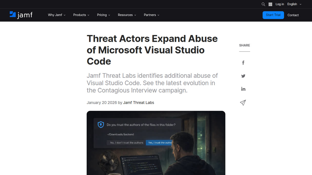 Thumbnail for Threat Actors Expand Abuse of Microsoft Visual Studio Code