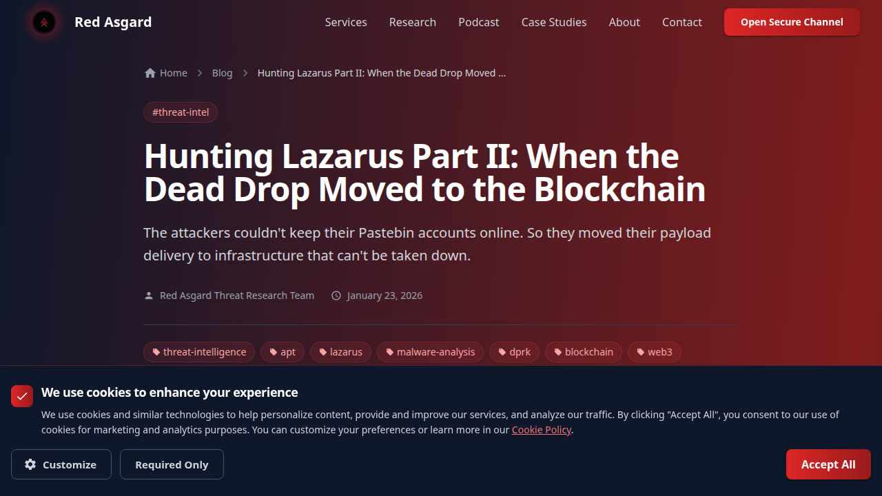 Thumbnail for Hunting Lazarus Part II: When the Dead Drop Moved to the Blockchain