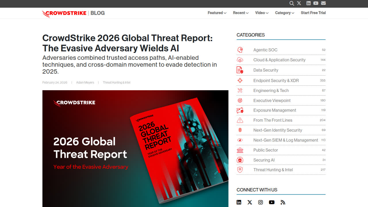 Thumbnail for CrowdStrike 2026 Global Threat Report: Evasive Adversary Wields AI