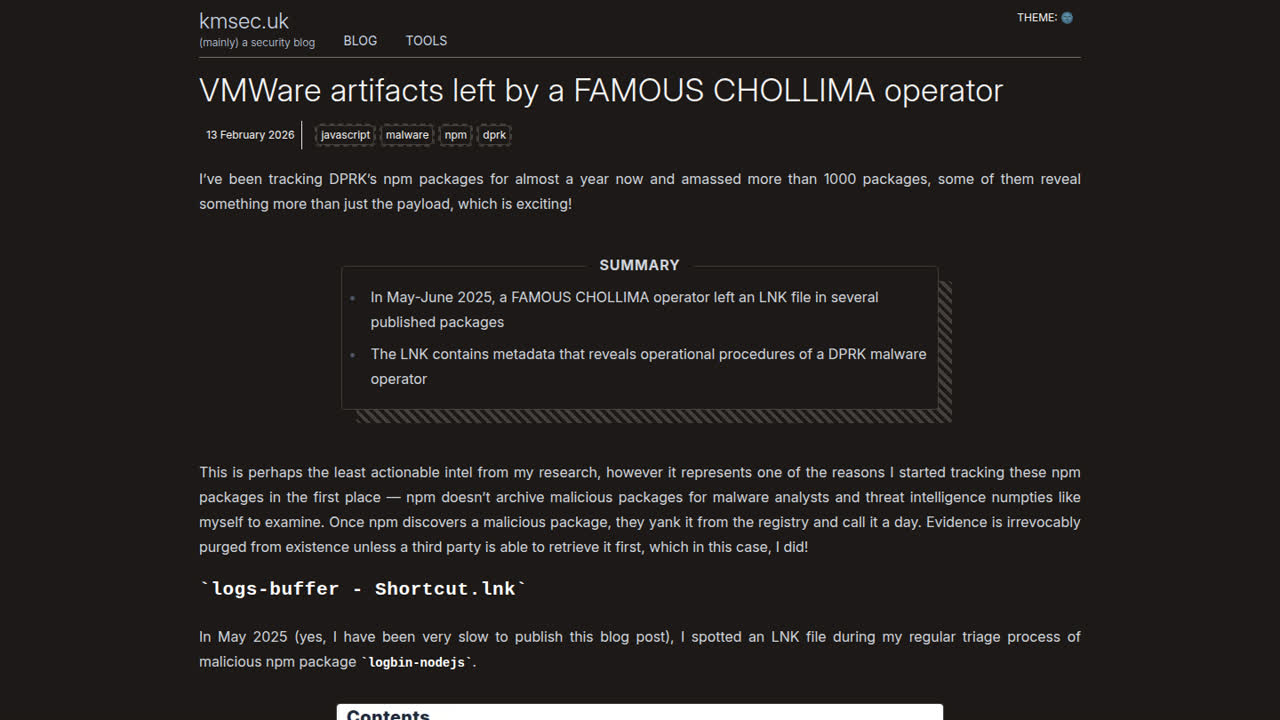 Thumbnail for VMWare artifacts left by a FAMOUS CHOLLIMA operator