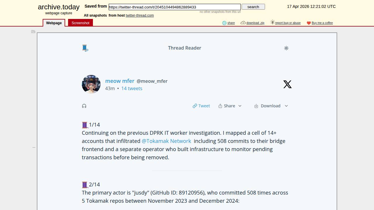 Thumbnail for I mapped a cell of 14+ accounts that infiltrated Tokamak Network