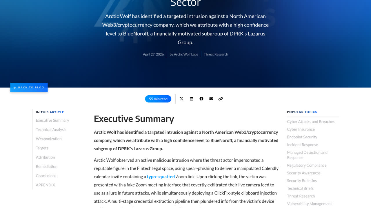 Thumbnail for BlueNoroff Uses ClickFix, Fileless PowerShell, and AI-Generated Fake Zoom Meetings to Target Web3 Sector