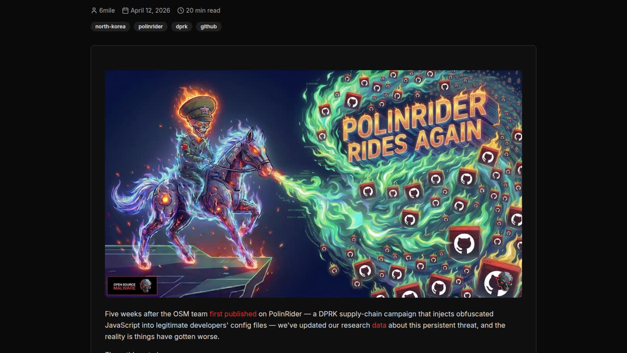 Thumbnail for PolinRider Rides Again: North Korean Attack Expands Across GitHub