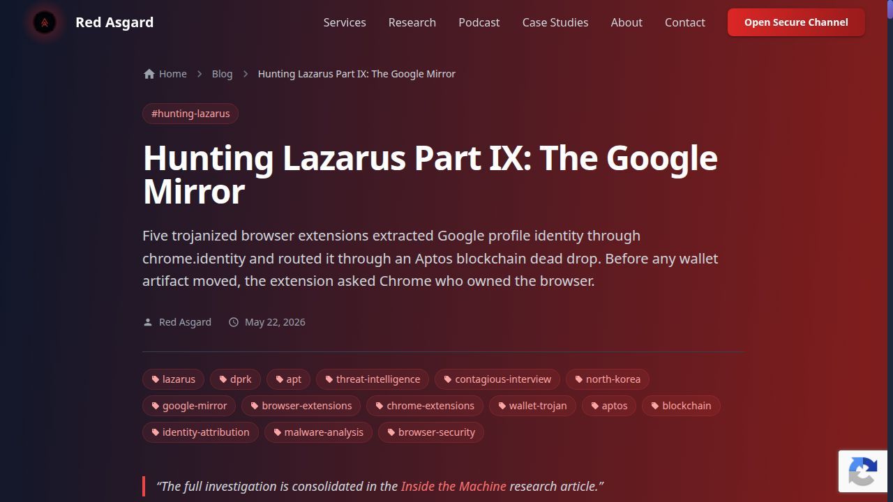 Thumbnail for Hunting Lazarus Part IX: The Google Mirror