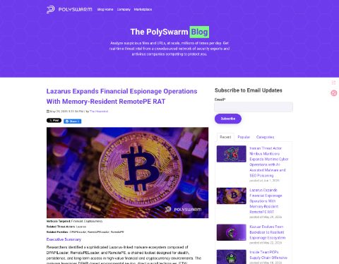 Thumbnail for Lazarus Expands Financial Espionage Operations With Memory-Resident RemotePE RAT
