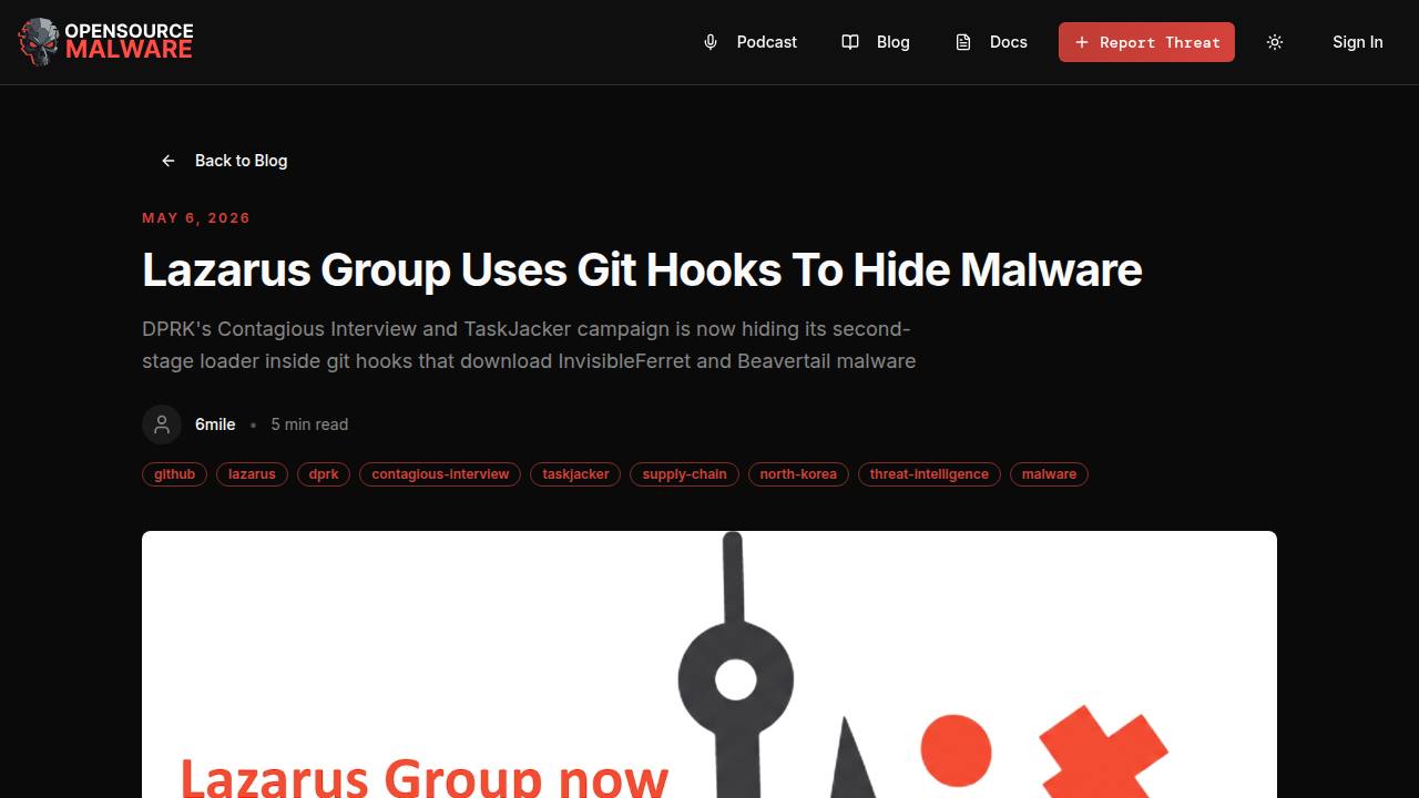 Thumbnail for Lazarus Group Uses Git Hooks To Hide Malware