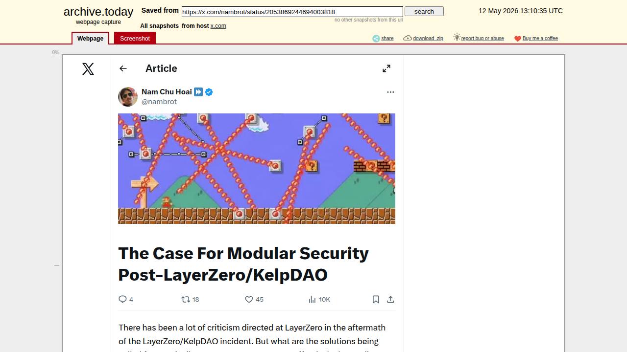 Thumbnail for The Case For Modular Security Post-LayerZero/KelpDAO