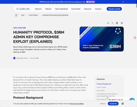 Thumbnail for Humanity Protocol $36M Admin Key Compromise Exploit (Explained)